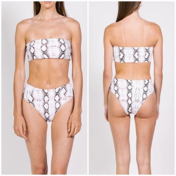 Shady Lady Malibu Snakeskin Strapless Bikini size large - Picture 2 of 13